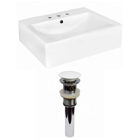 American Imaginations 20.25-in. W Wall Mount White Vessel Set For 3H4-in. Center Faucet AI-31623